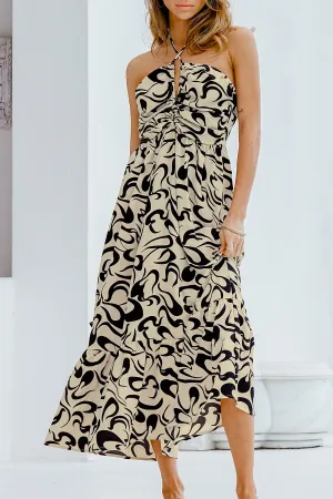 Slip Ruching Halter Neck Dress