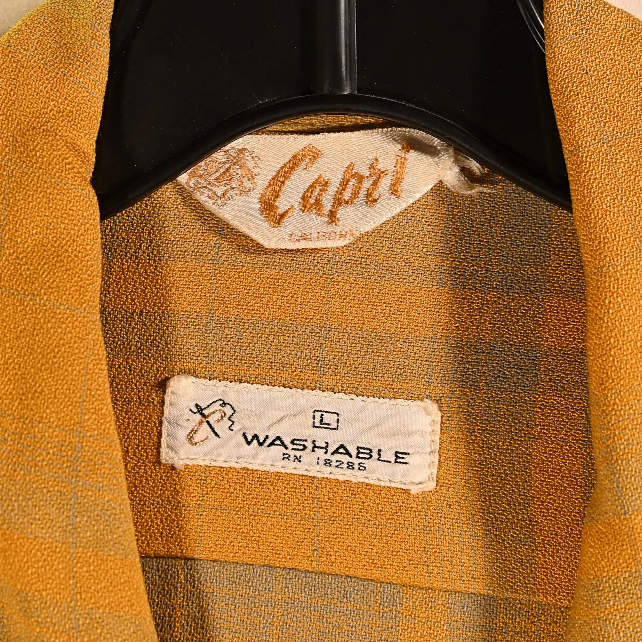 SOLD 1950s Mens Rockabilly Shadow Plaid Shirt, Capri L