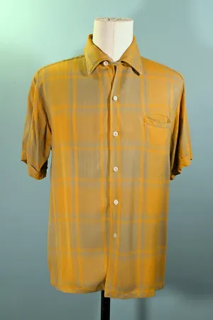 SOLD 1950s Mens Rockabilly Shadow Plaid Shirt, Capri L