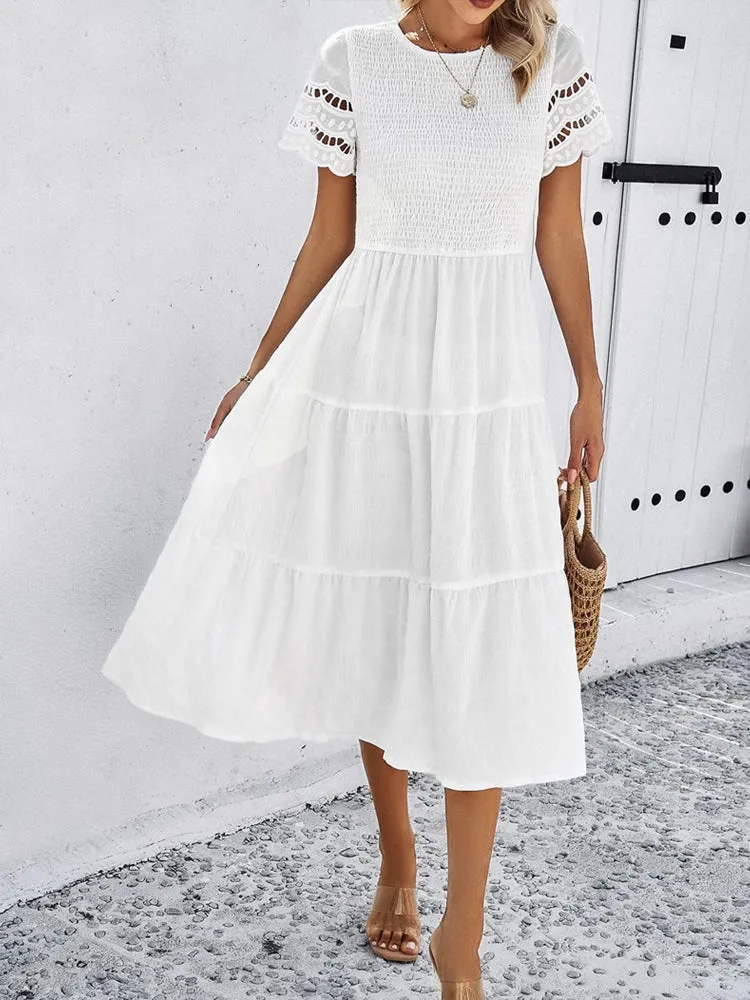 Spring Elegance Pleated Dress