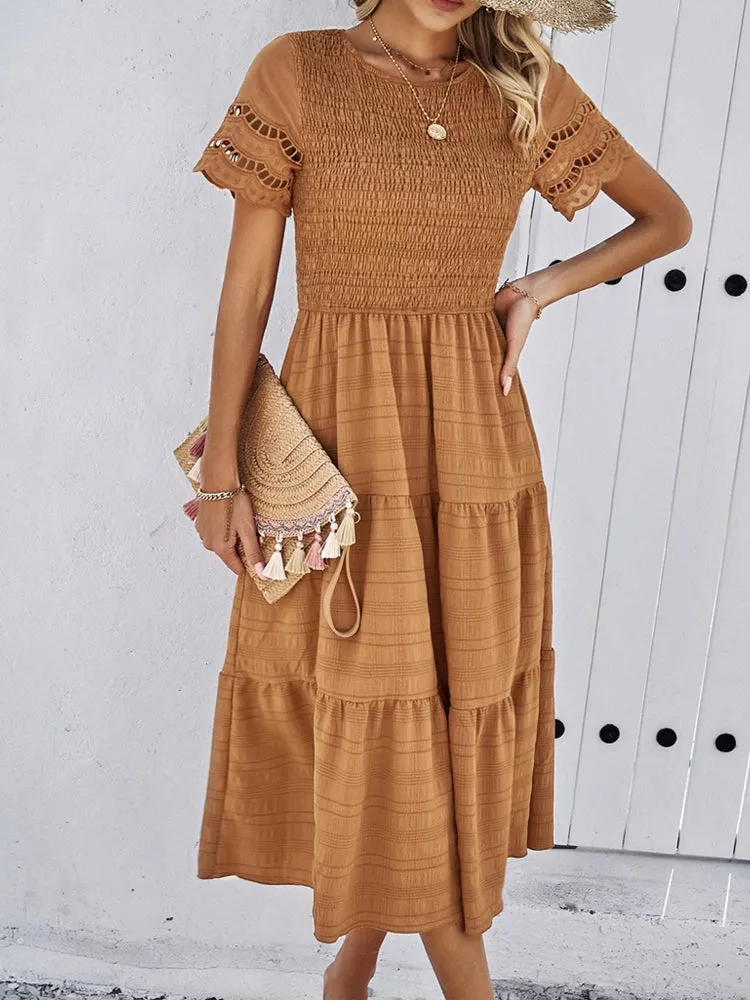 Spring Elegance Pleated Dress