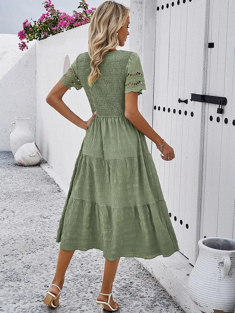 Spring Elegance Pleated Dress