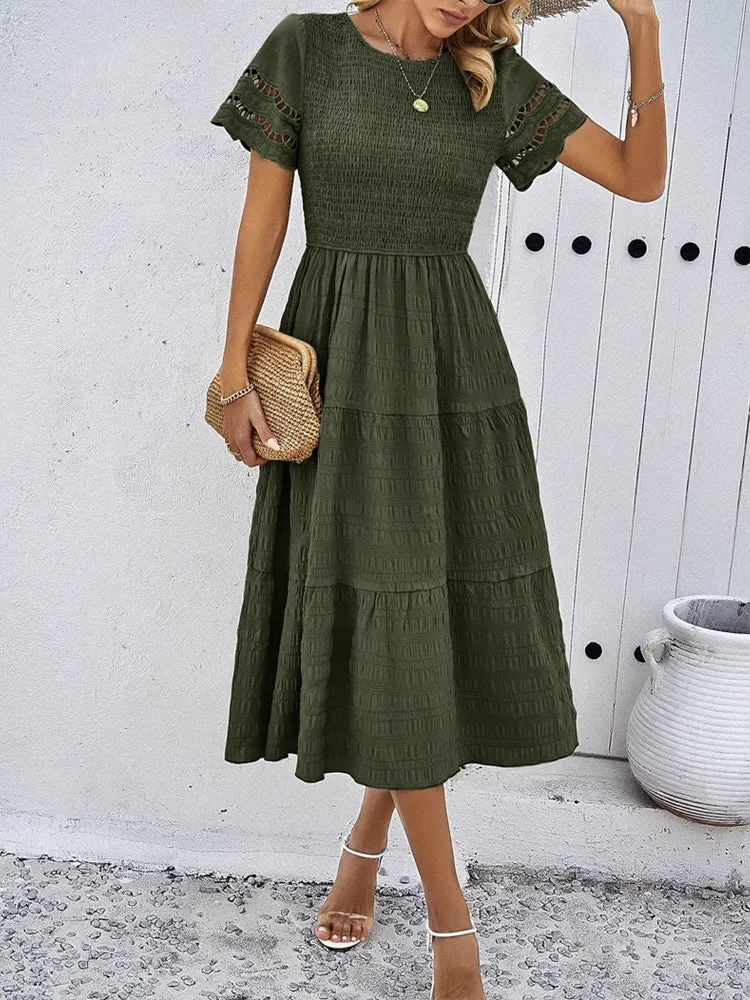 Spring Elegance Pleated Dress