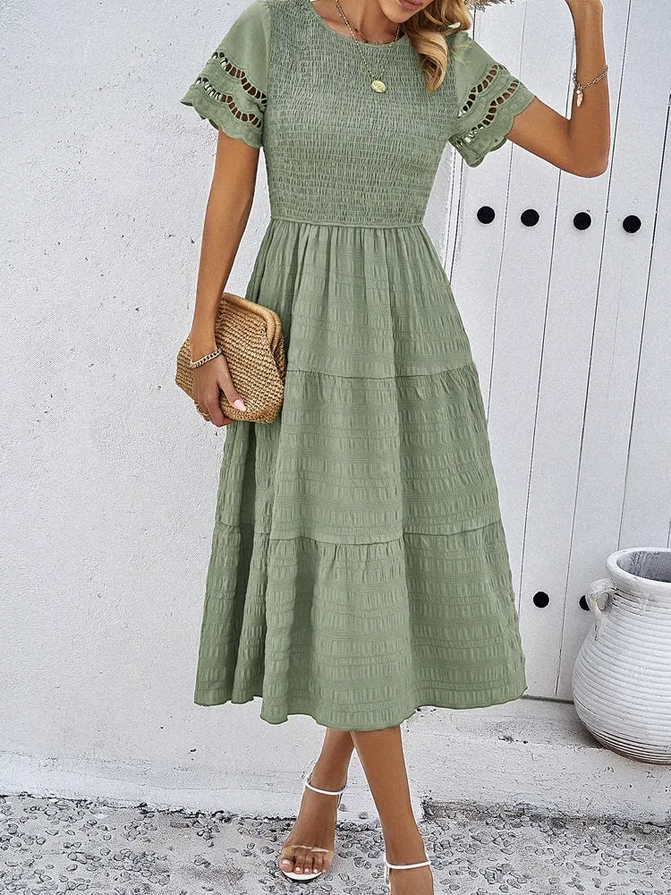 Spring Elegance Pleated Dress