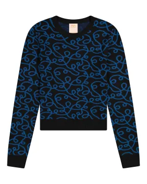 Squiggle Printed Crop Sweater