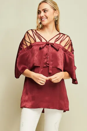 strappy burgundy top