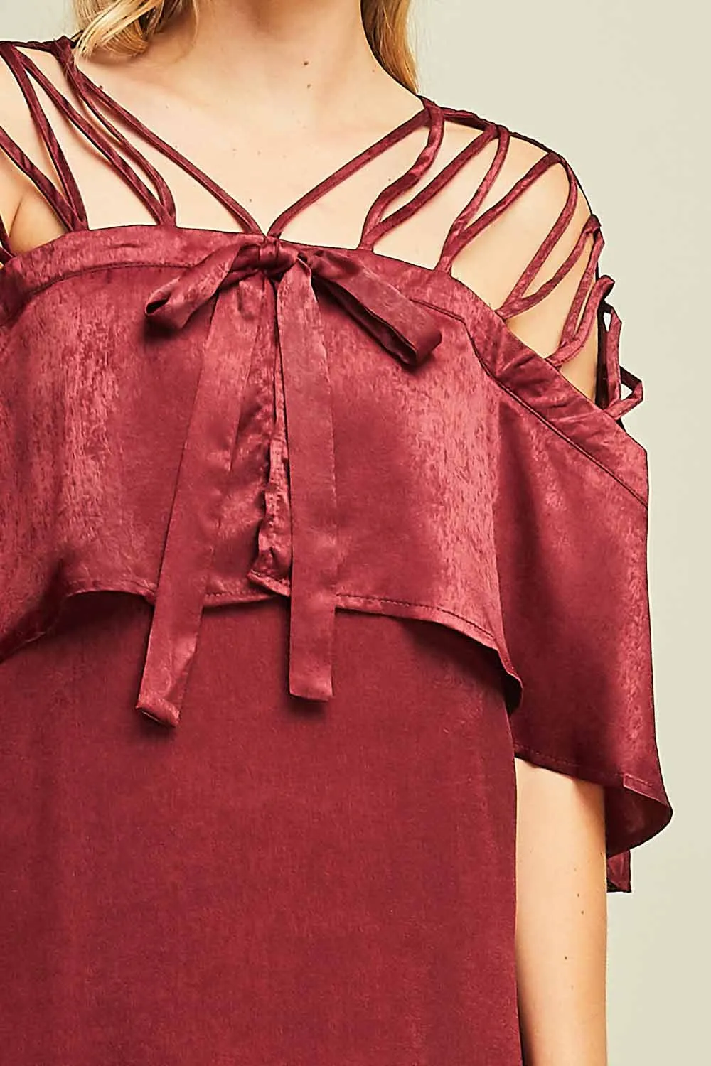 strappy burgundy top