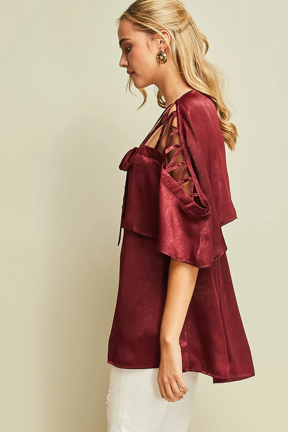 strappy burgundy top