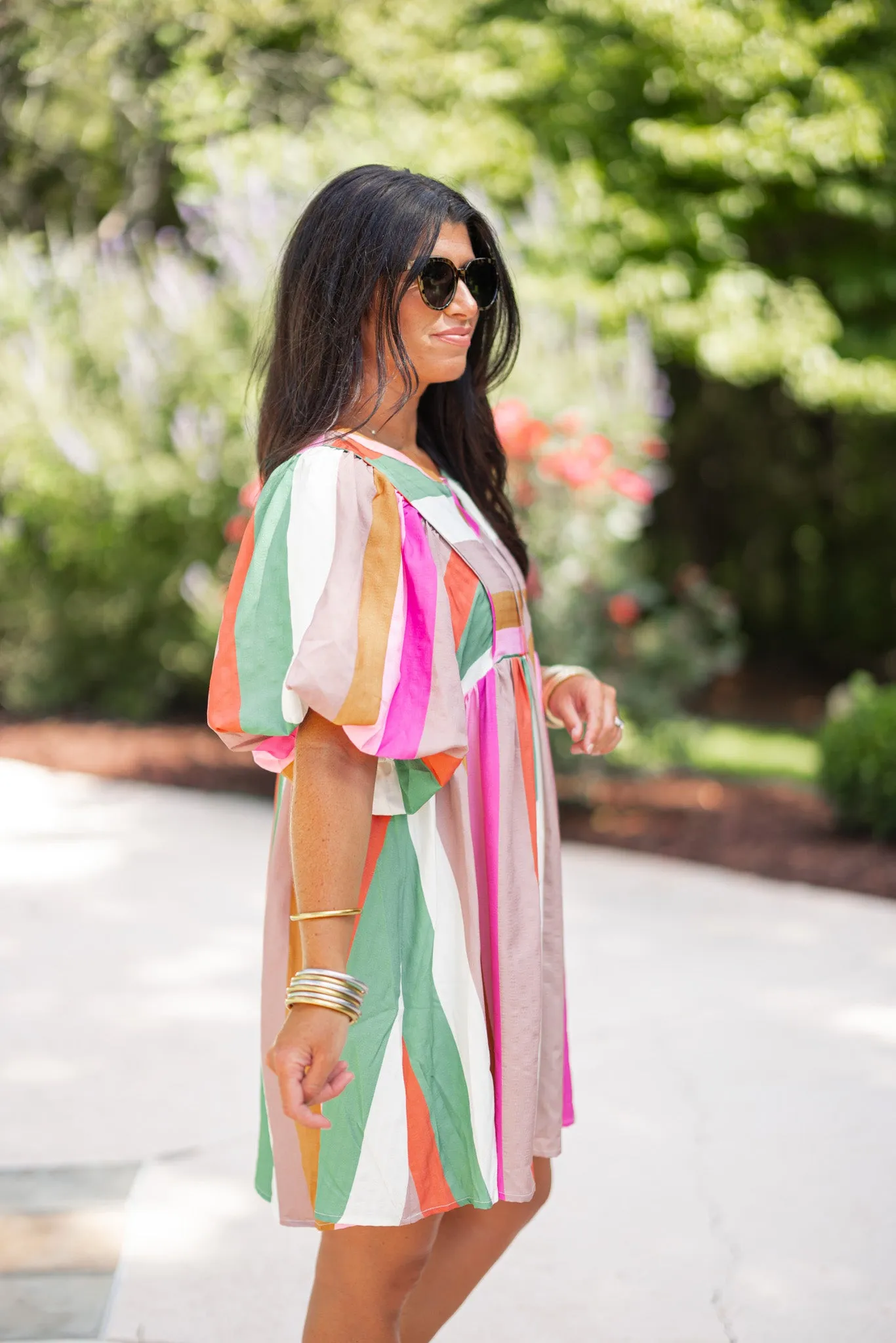 Striped Perfection Multicolor Babydoll Dress
