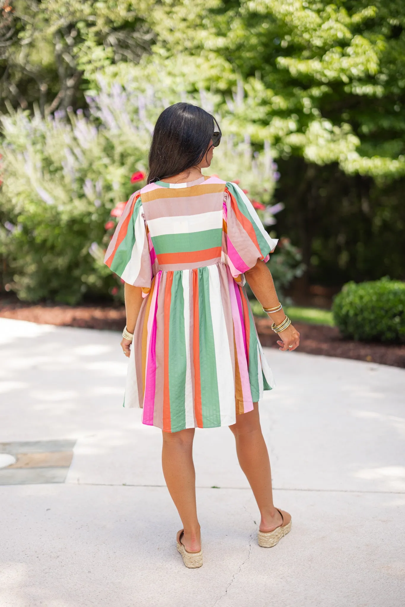 Striped Perfection Multicolor Babydoll Dress