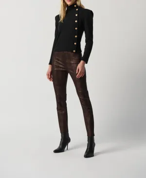 Sweater Knit Buttoned Fitted Top