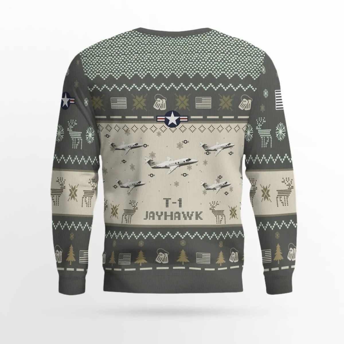 T-1 Jayhawk T1 USAF Aircraft Ugly Sweater, Ugly Sweater Christmas Shirt for Men Dad Veteran