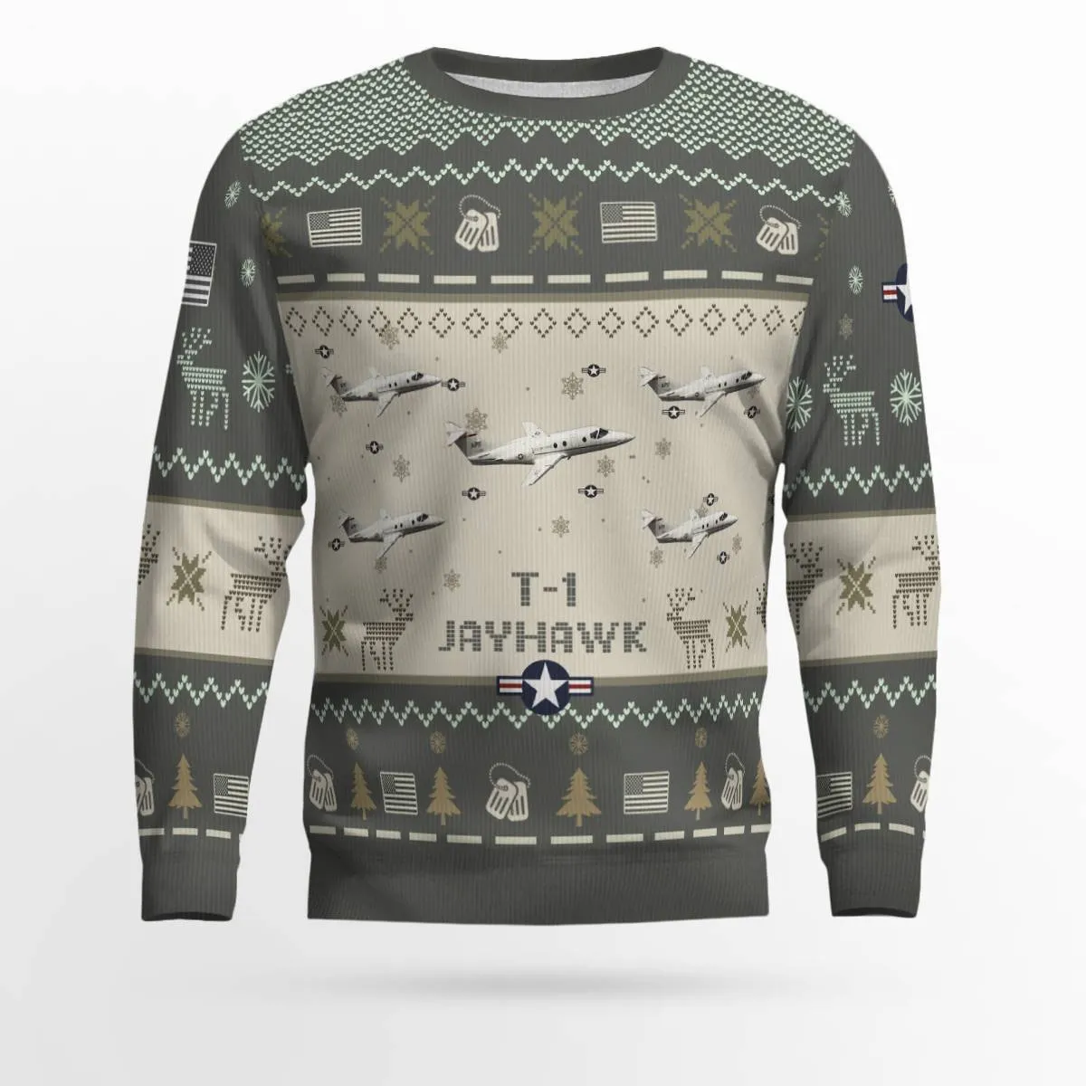 T-1 Jayhawk T1 USAF Aircraft Ugly Sweater, Ugly Sweater Christmas Shirt for Men Dad Veteran