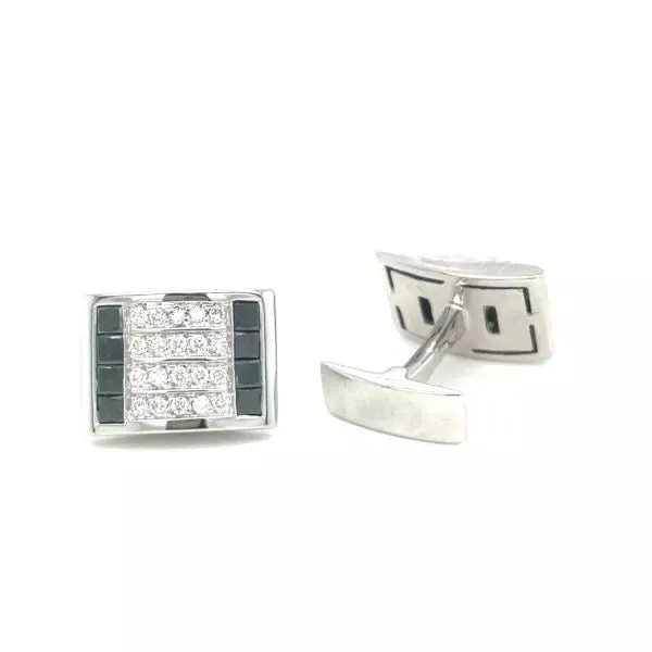 TIMELESS CUFFLINKS WHITE GOLD AND BLACK DIAMONDS
