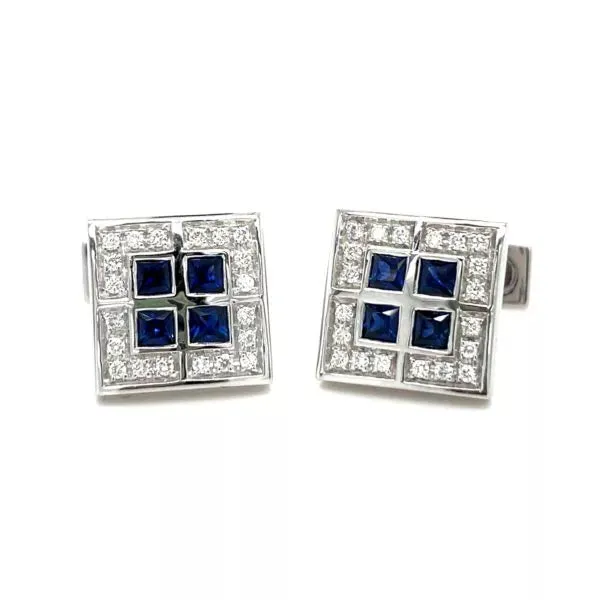 TIMELESS CUFFLINKS WHITE GOLD AND BLUE SAPPHIRES