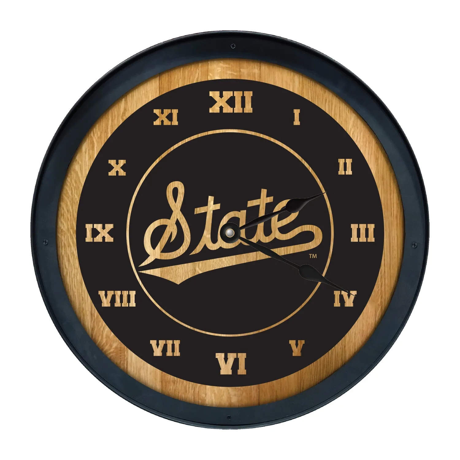 Timeless Etchings Barrelhead Clock- Script State