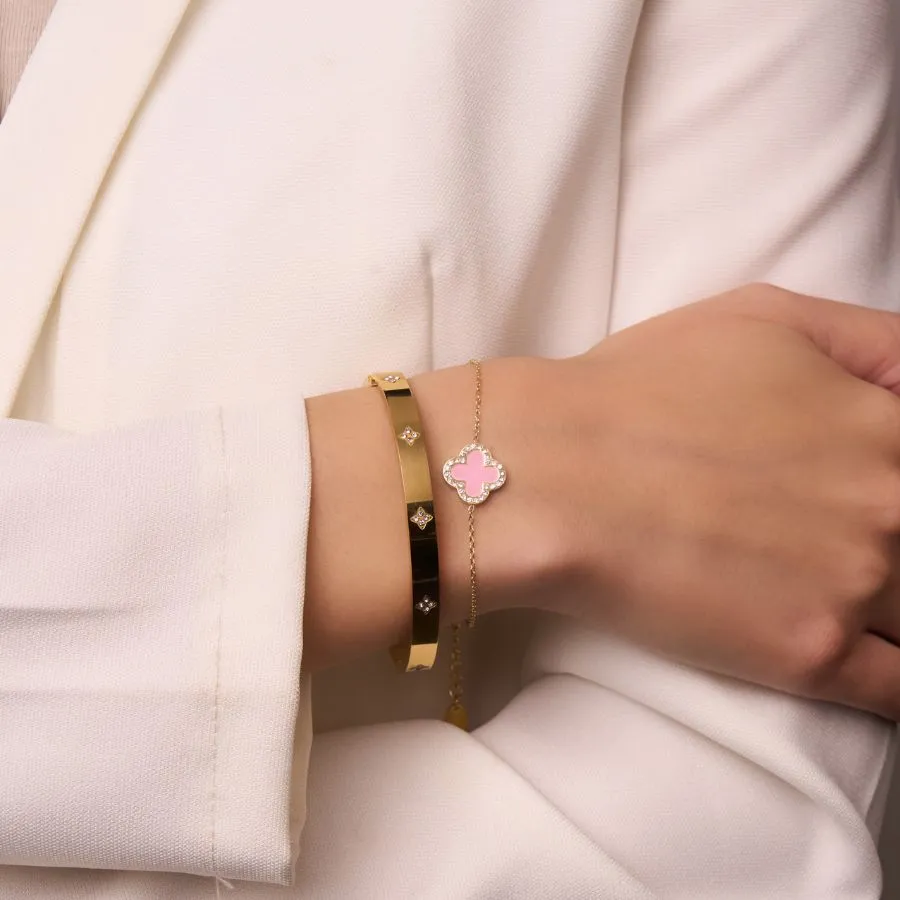 Timeless Pave Leaf Armreif 18K Vergoldet