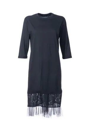 Tulle Trim Dress - Black