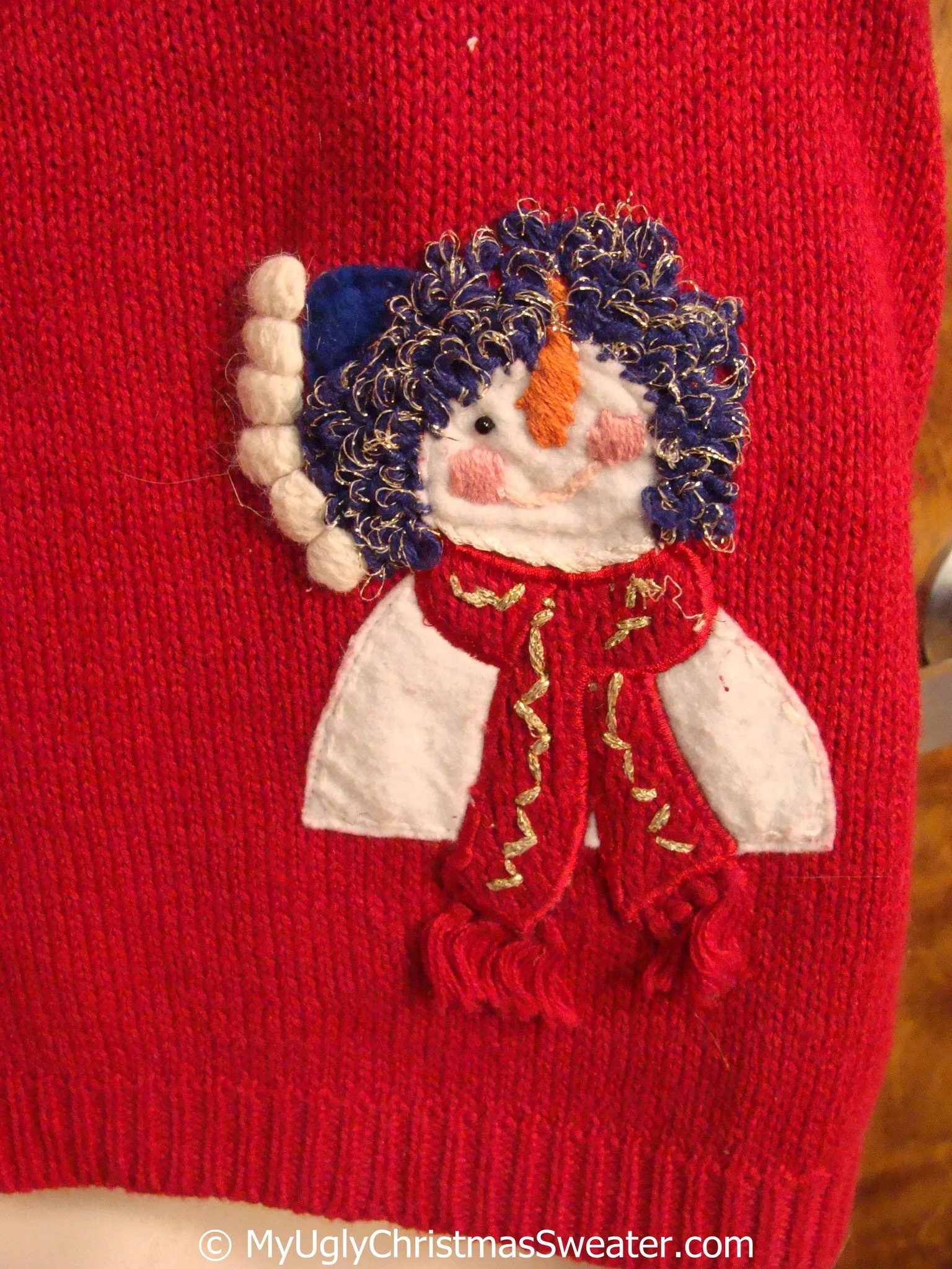 Two Sided Red Christmas Sweater with Snowmen