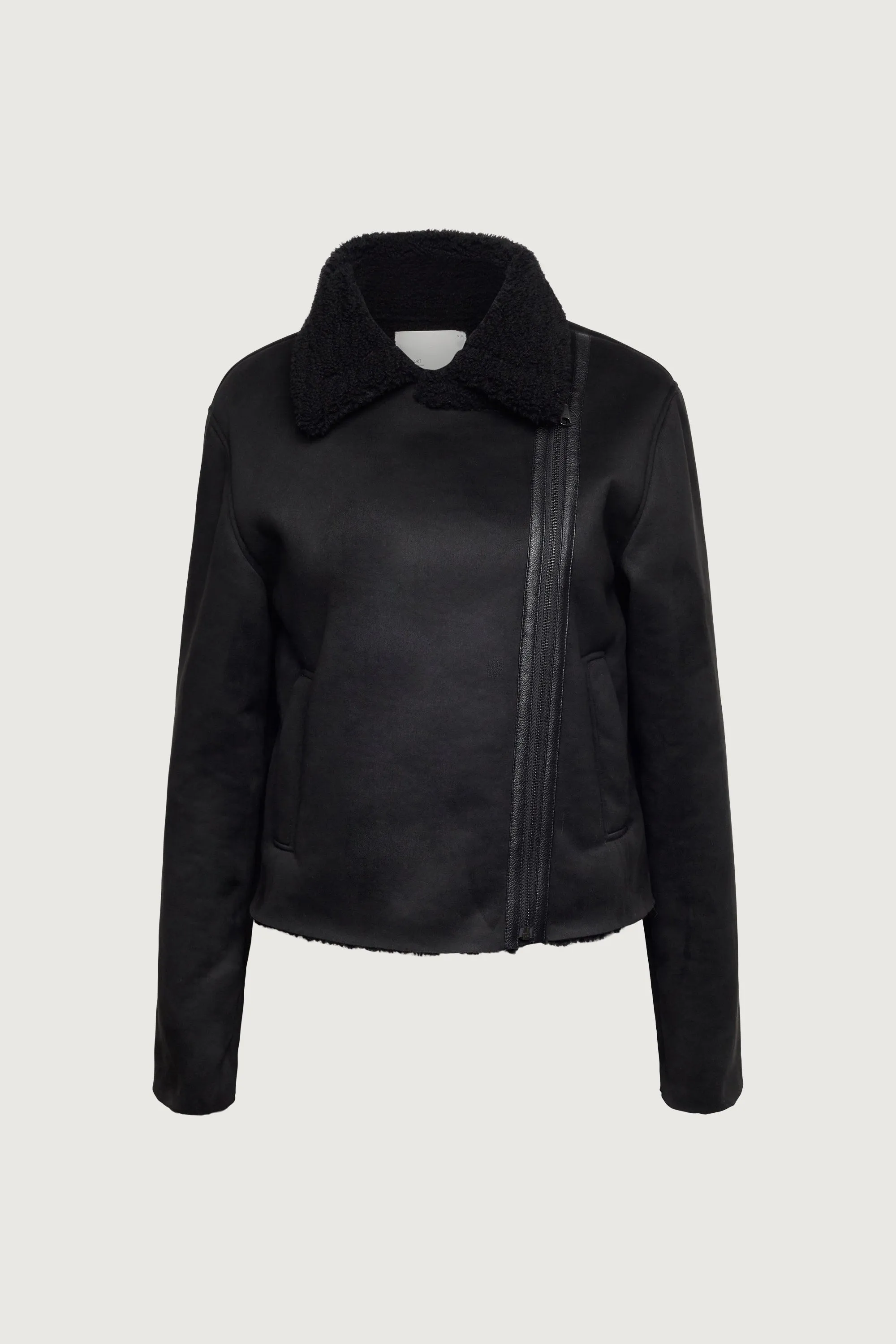 VEGAN SUEDE SHERPA AVIATOR JACKET