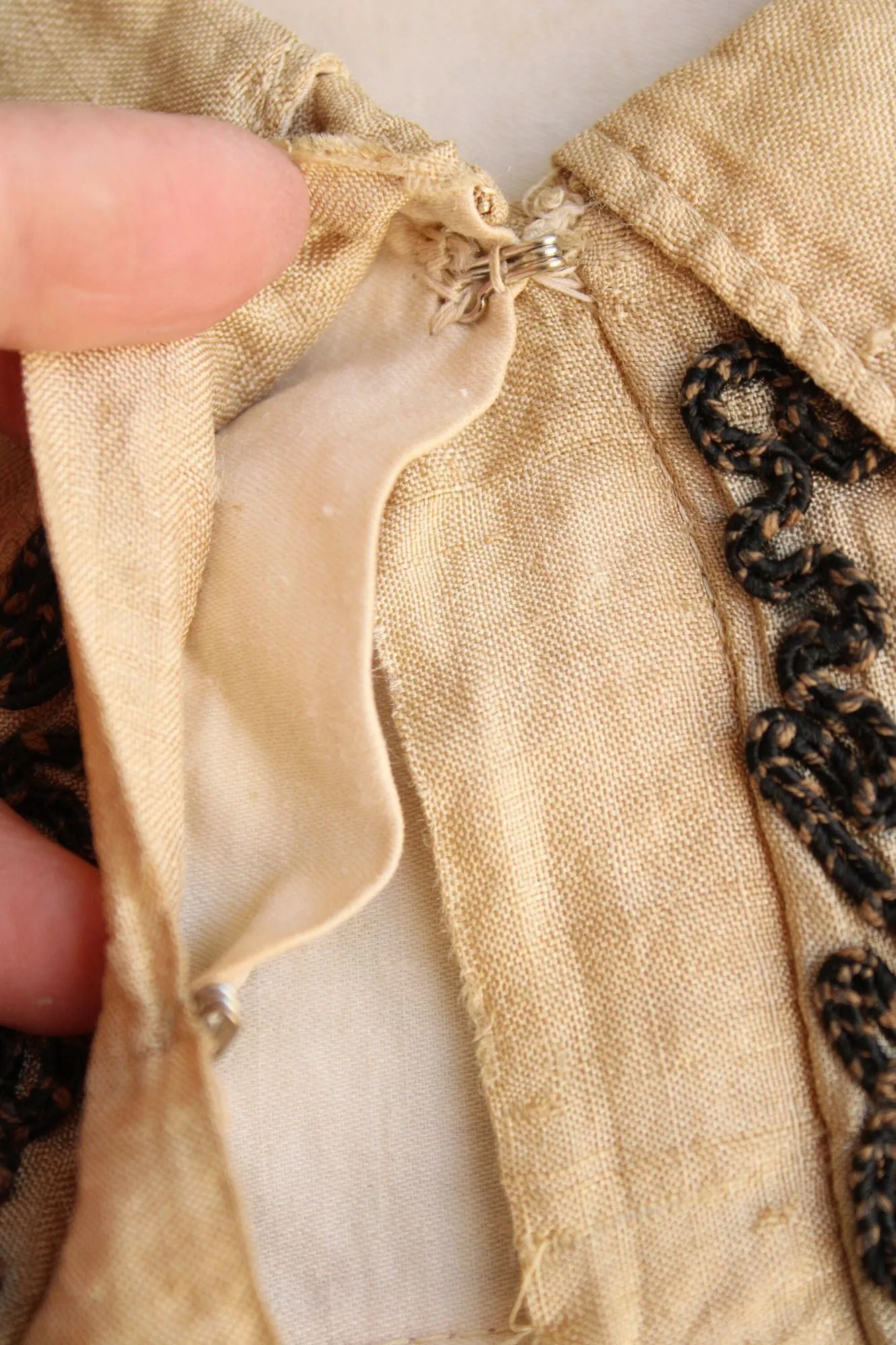 Vintage Antique 1900s 1910s Baby Jacket, Beige Silk