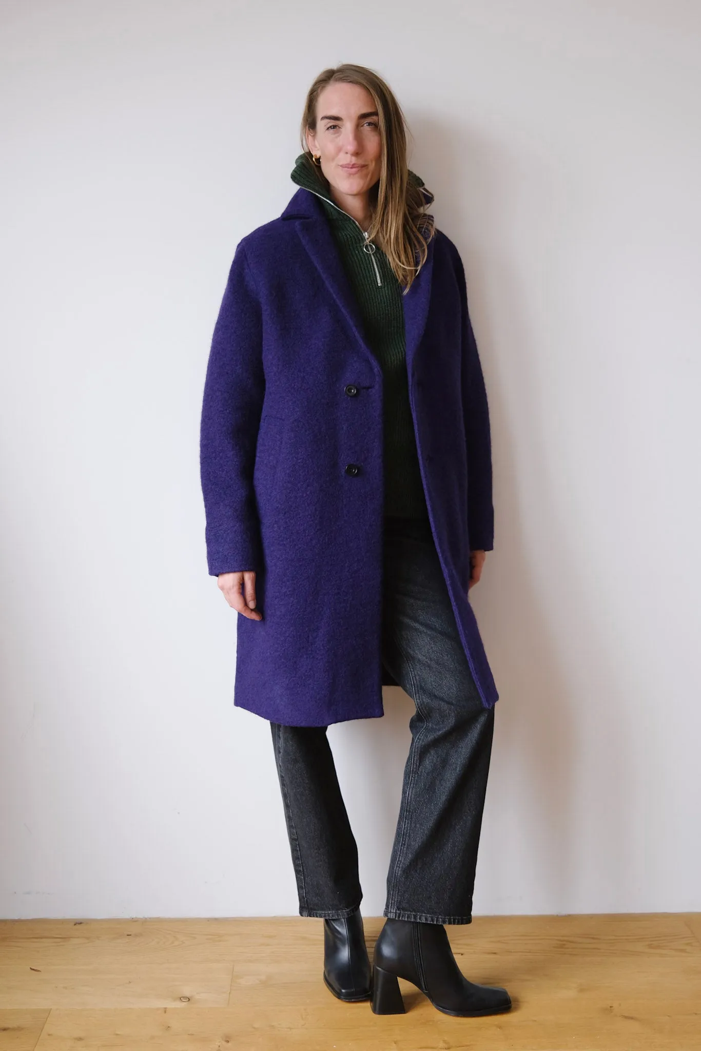 wool coat - formal - deep purple
