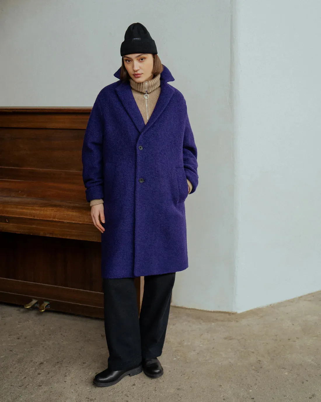 wool coat - formal - deep purple
