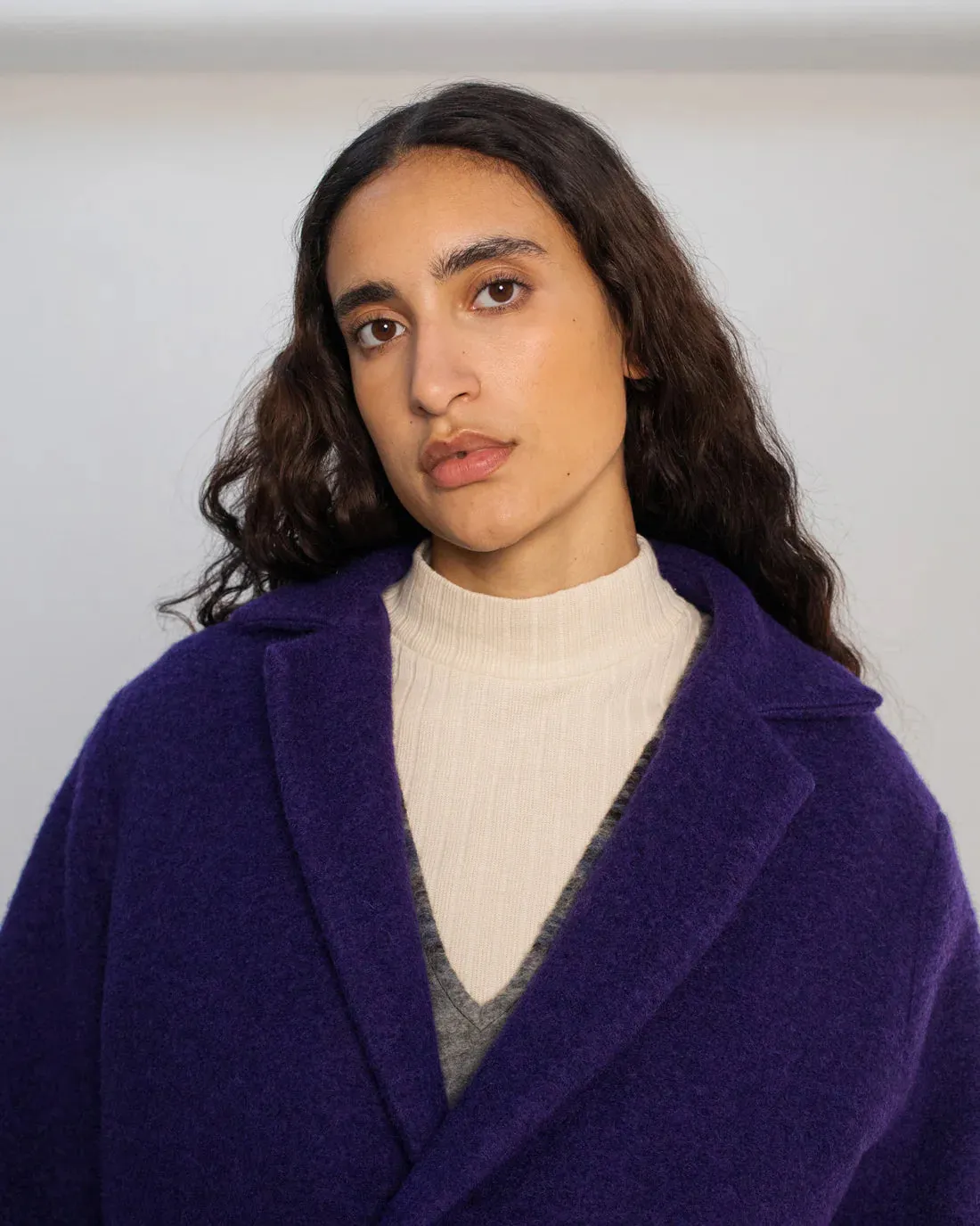 wool coat - formal - deep purple
