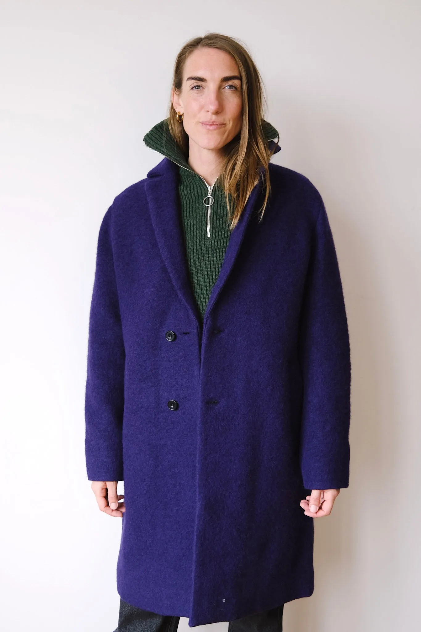wool coat - formal - deep purple