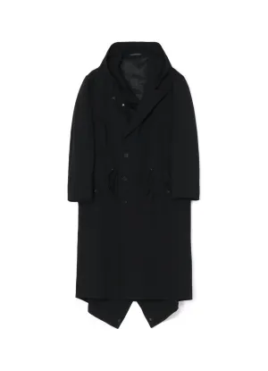 WOOL GABARDINE HOOD PEAK MODS COAT