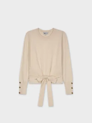 Wrap Tie Sweater-Cream