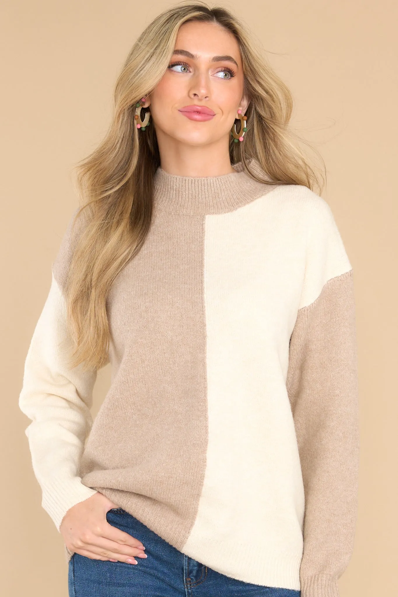 You Wouldn't Get It Ivory Two Toned Sweater